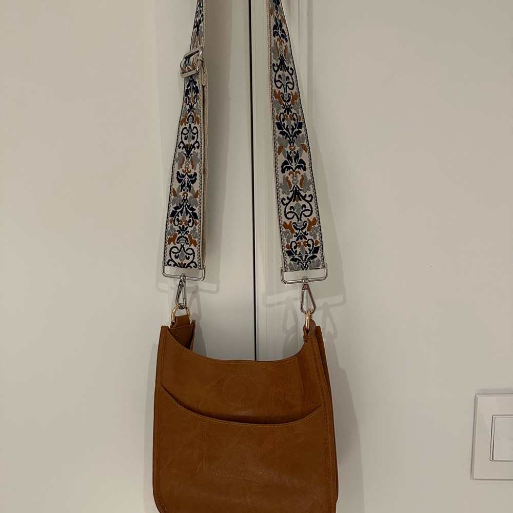 Vegan Leather Tan Crossbody Bag